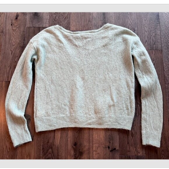 Free People FP Alpaca Blend Cropped Boxy V-Neck Sweater Size XS Mint Green Soft - Picture 2 of 6
